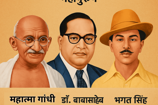 महात्मा गांधी, डॉ. बाबासाहेब आंबेडकर आणि भगत सिंग – भारताचे तीन प्रेरणादायक महापुरुष